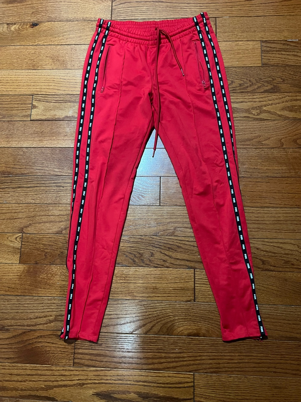 PINK Victoria's Secret Red Jogger Pants with Logo Side Tape